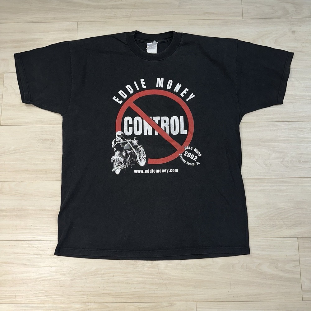 Eddie Money No Control Tour T-shirt Size XL Bike Week 2002 Retro Y2K Rock